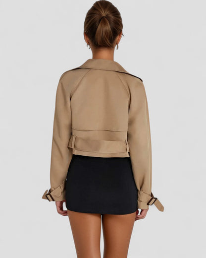 VogeLuxe | Women’s Cropped Double-Breasted Trench Coat