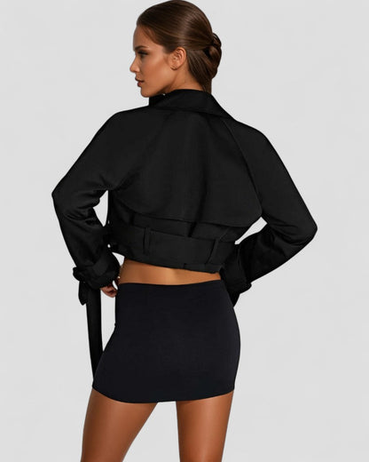 VogeLuxe | Women’s Cropped Double-Breasted Trench Coat