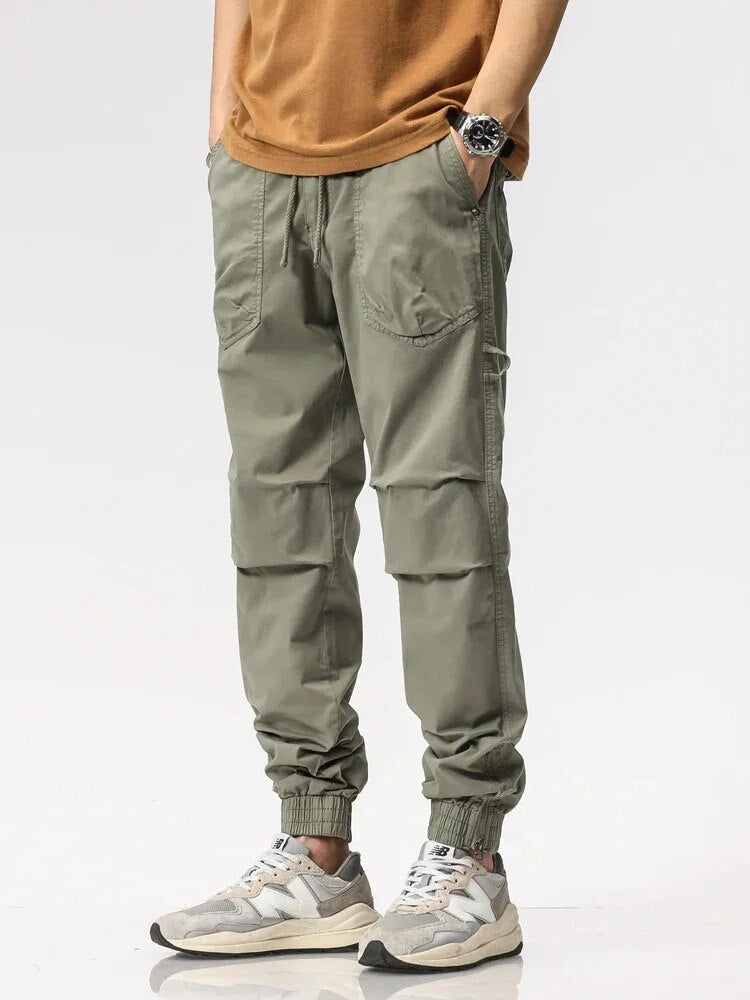 Men's Slim Fit Cargo Pants with Elastic Waistband
