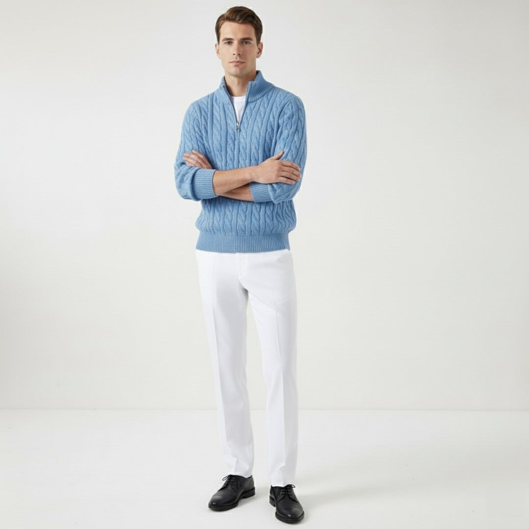 VogeLuxe | Men’s Quarter Zip Knit Sweater and Tailored Trouser Set