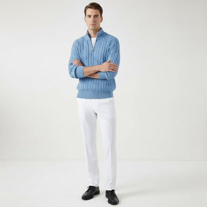 VogeLuxe | Men’s Quarter Zip Knit Sweater and Tailored Trouser Set