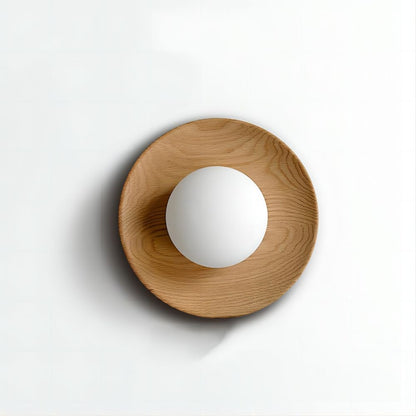 Classic Wooden Wall Lamp With Glass Shade