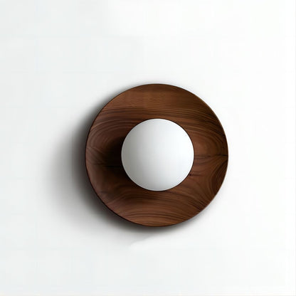 Classic Wooden Wall Lamp With Glass Shade
