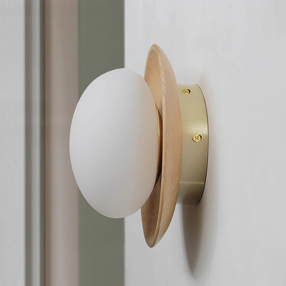 Classic Wooden Wall Lamp With Glass Shade - VogeLuxe