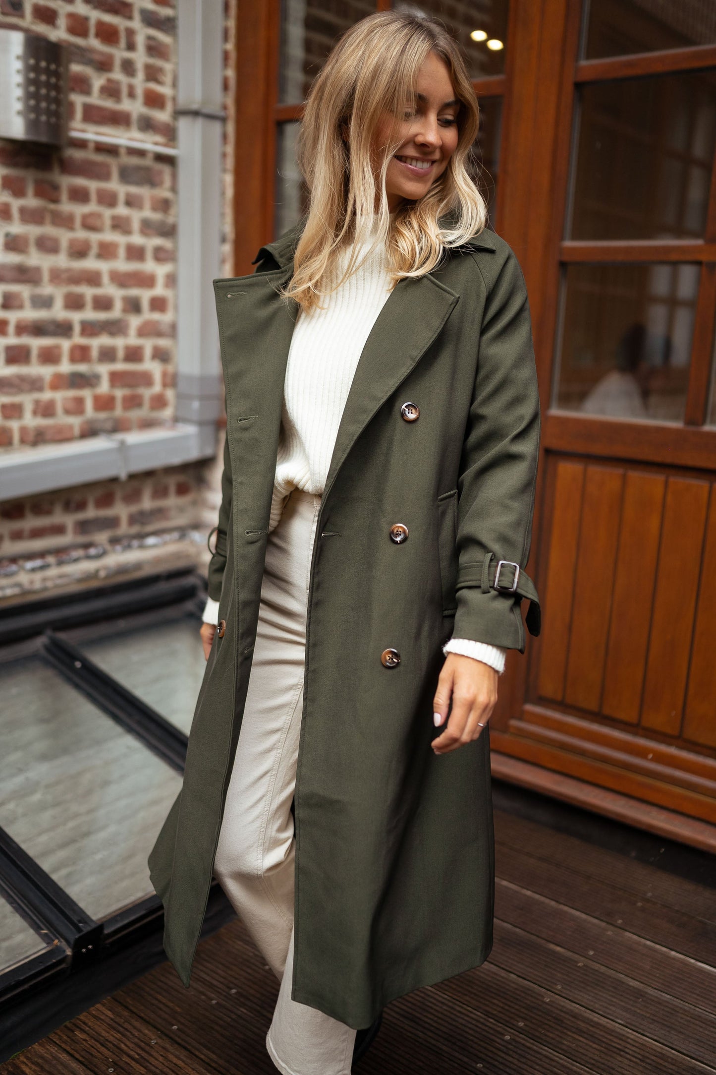 Classic Ladies Double Button Trench Coat - VogeLuxe