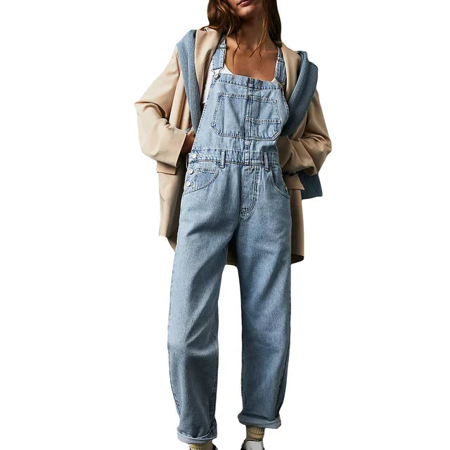 Casual Women's Dark Blue Jumpsuit with Simple Style