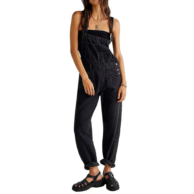 Casual Women's Dark Blue Jumpsuit with Simple Style