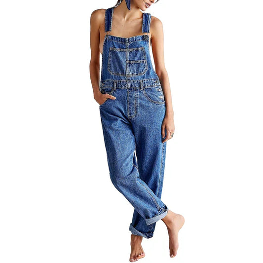 Casual Women's Dark Blue Jumpsuit with Simple Style - VogeLuxe