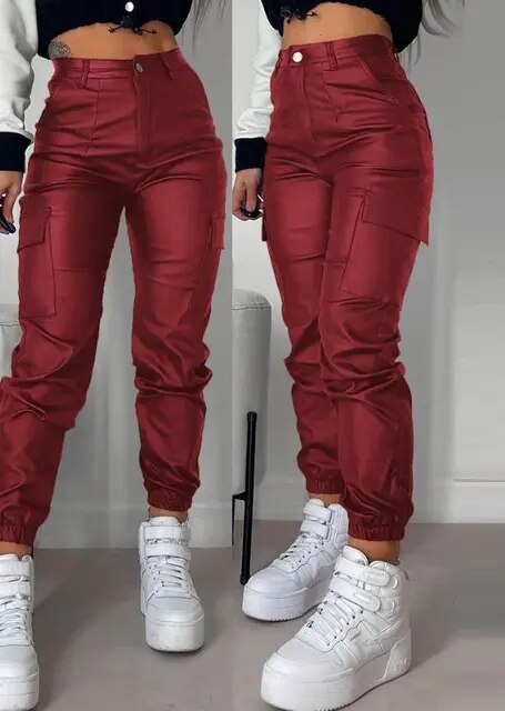 Soft Vegan Leather Slim Fit Women's Pants