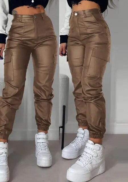 Soft Vegan Leather Slim Fit Women's Pants