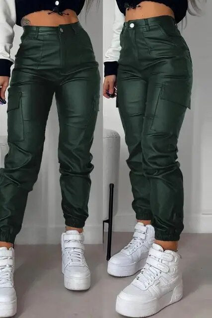 Soft Vegan Leather Slim Fit Women's Pants