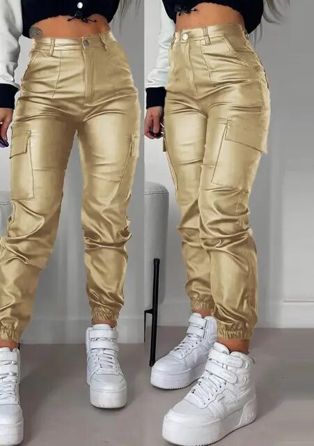 Soft Vegan Leather Slim Fit Women's Pants