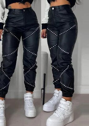 Soft Vegan Leather Slim Fit Women's Pants - VogeLuxe
