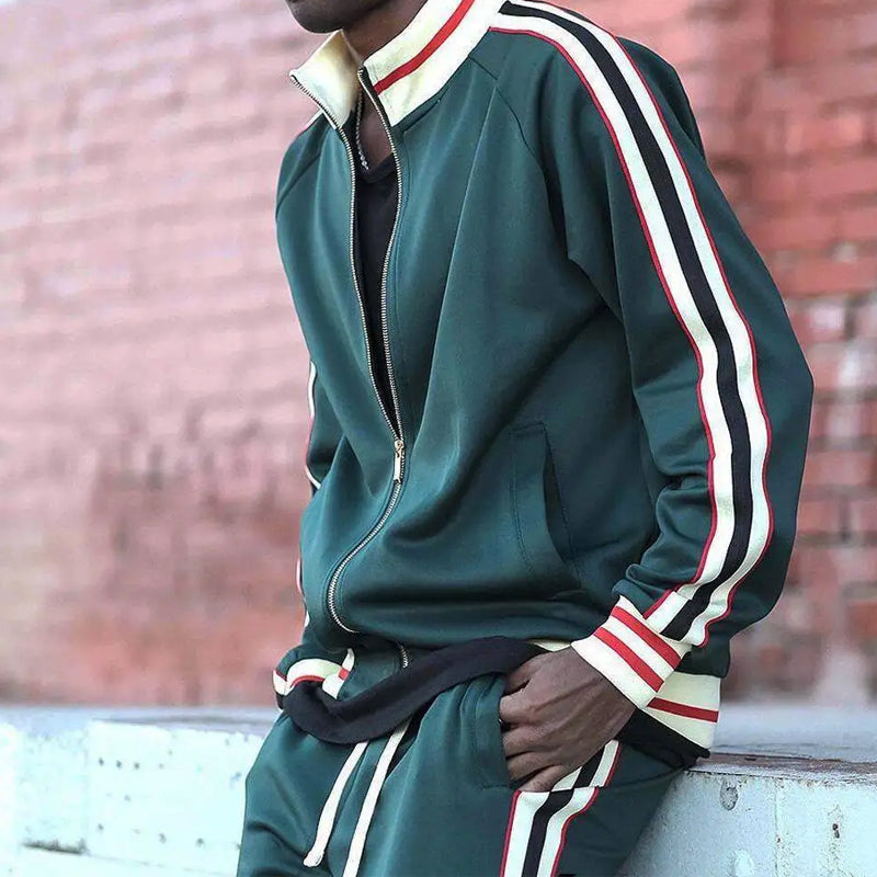 Sporty 2 Piece Tracksuit with Zipper Jacket - VogeLuxe