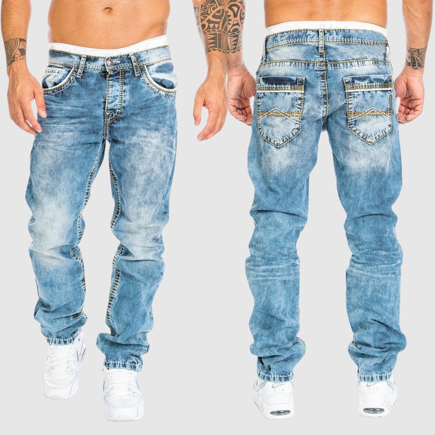 Relaxed Fit Mens Daily Jeans with Pockets