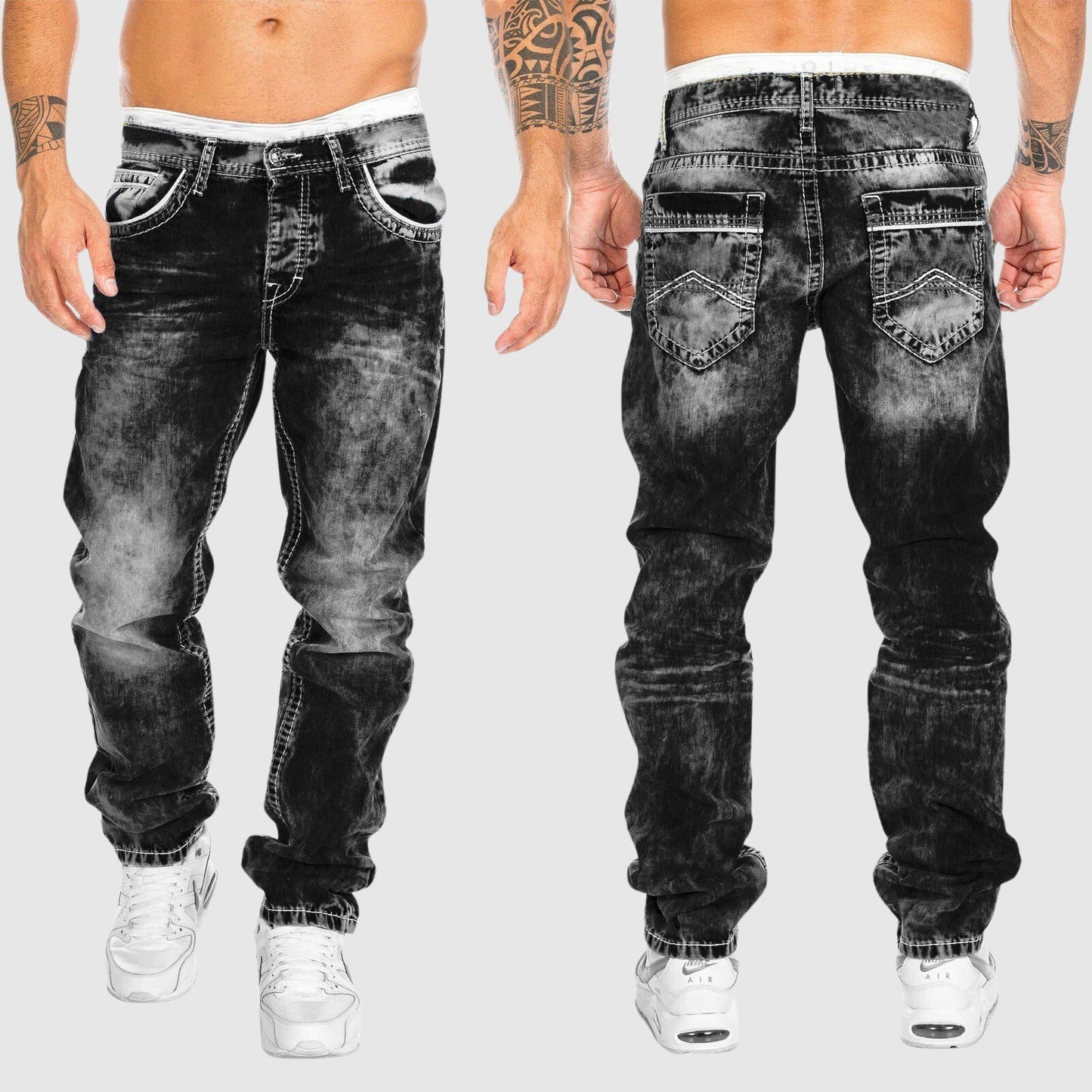 Relaxed Fit Mens Daily Jeans with Pockets