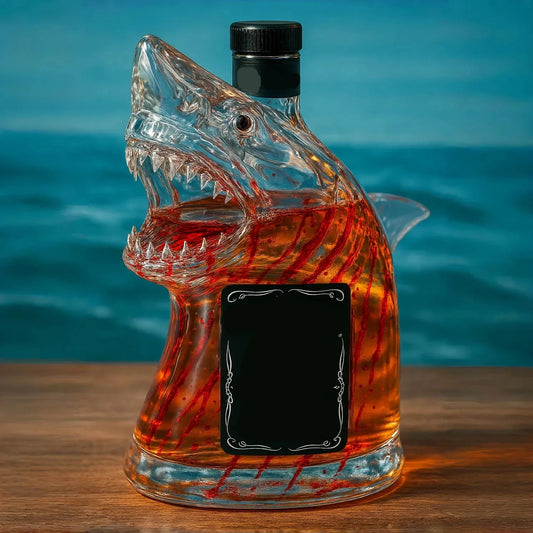 Colorful Shark Figurine Glass Bottle Decorative Centerpiece - VogeLuxe
