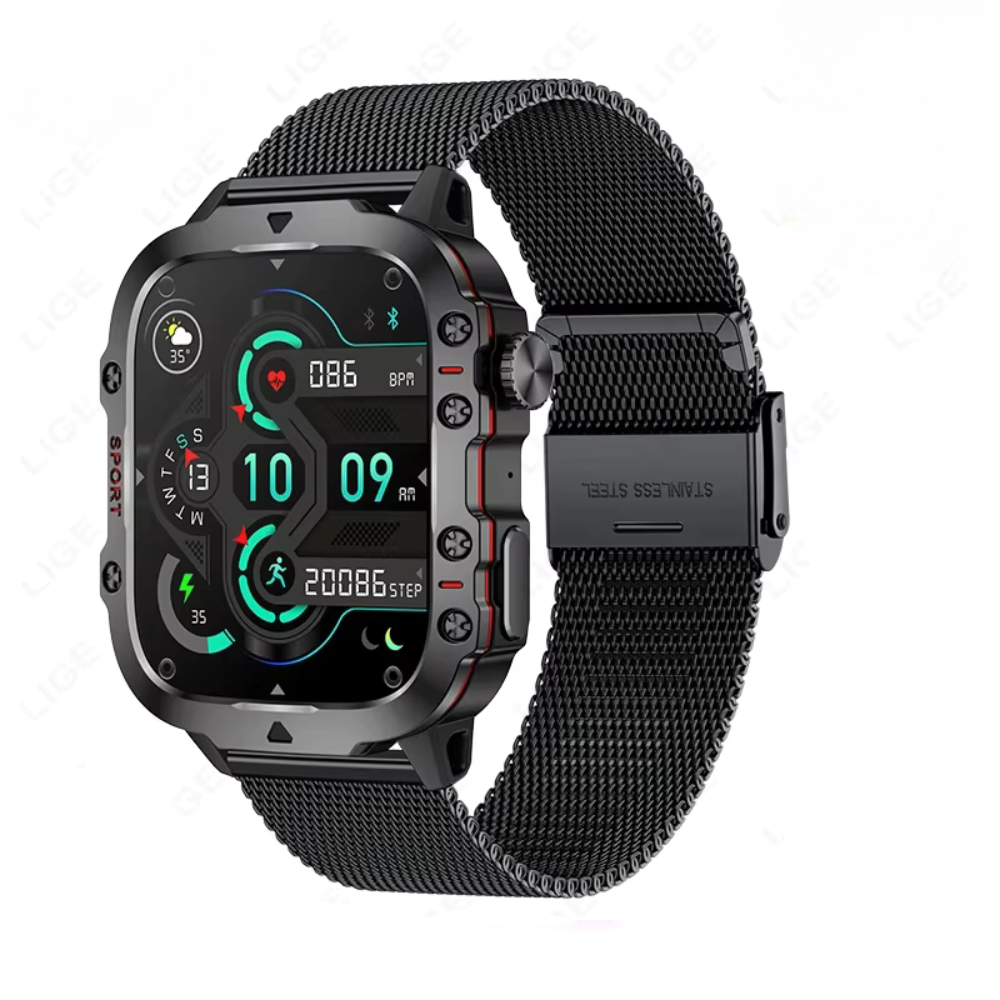 Tough Waterproof Smart Watch - Bluetooth Fitness Tracker