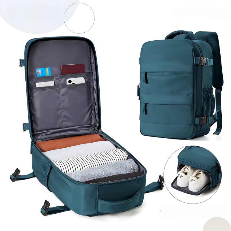 Compact Travel Backpack - Laptop Friendly Carry On Bag