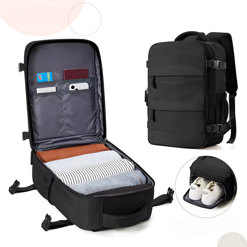 Compact Travel Backpack - Laptop Friendly Carry On Bag