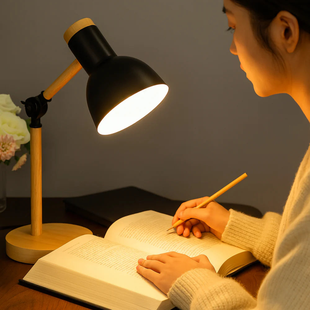 Natural Wooden Desk Lamp Adjustable Table Lighting - VogeLuxe