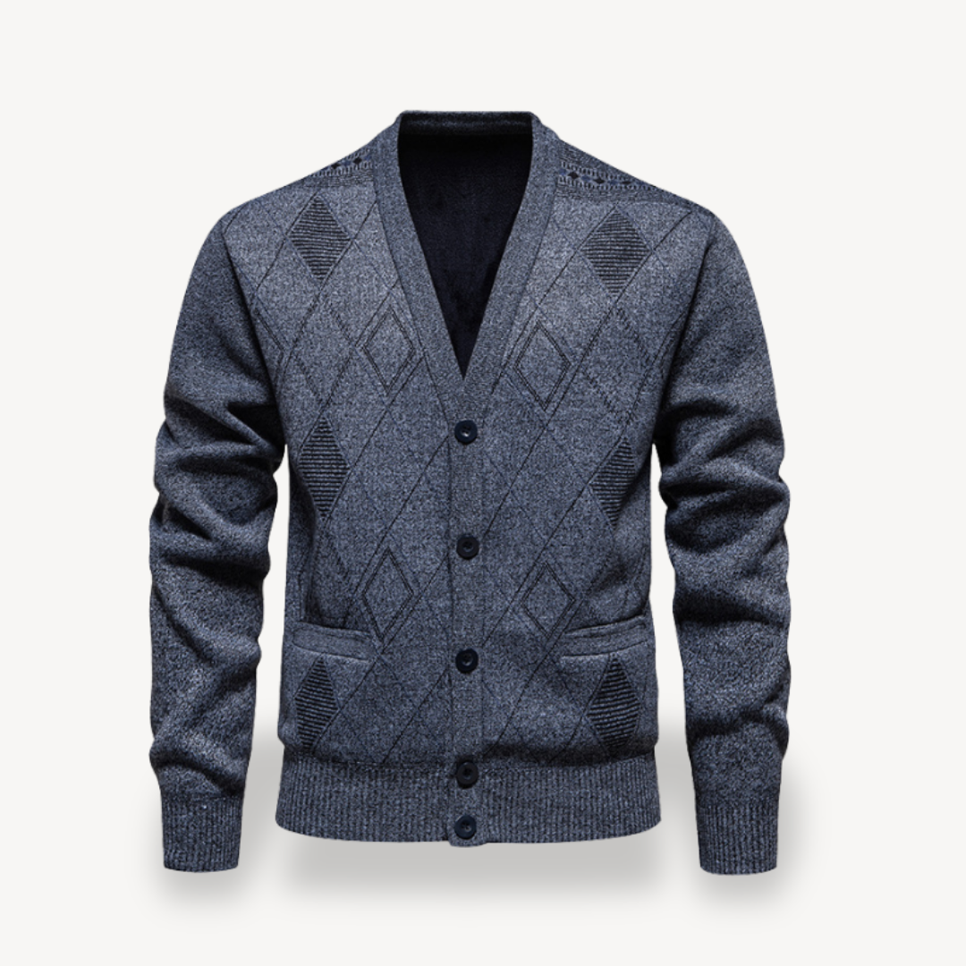 Diamond Knit Cardigan Sweater Men