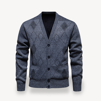 Diamond Knit Cardigan Sweater Men
