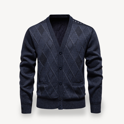 Diamond Knit Cardigan Sweater Men