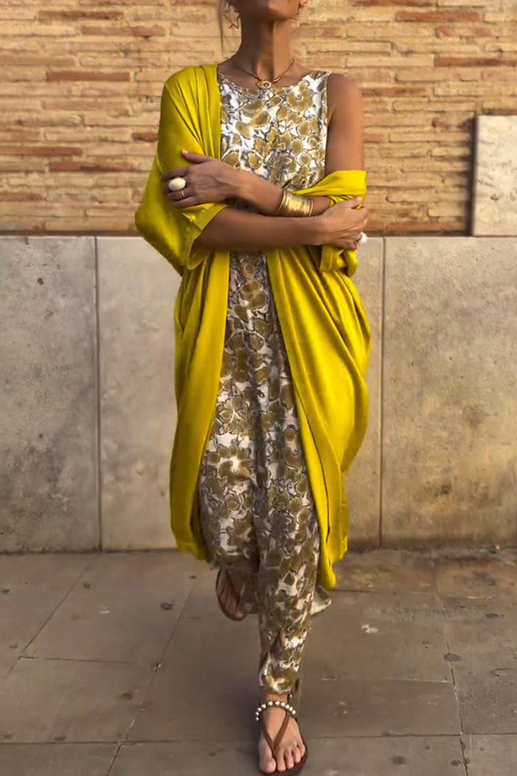 Eliza | Chic Long Dress with Coordinating Cardigan - VogeLuxe