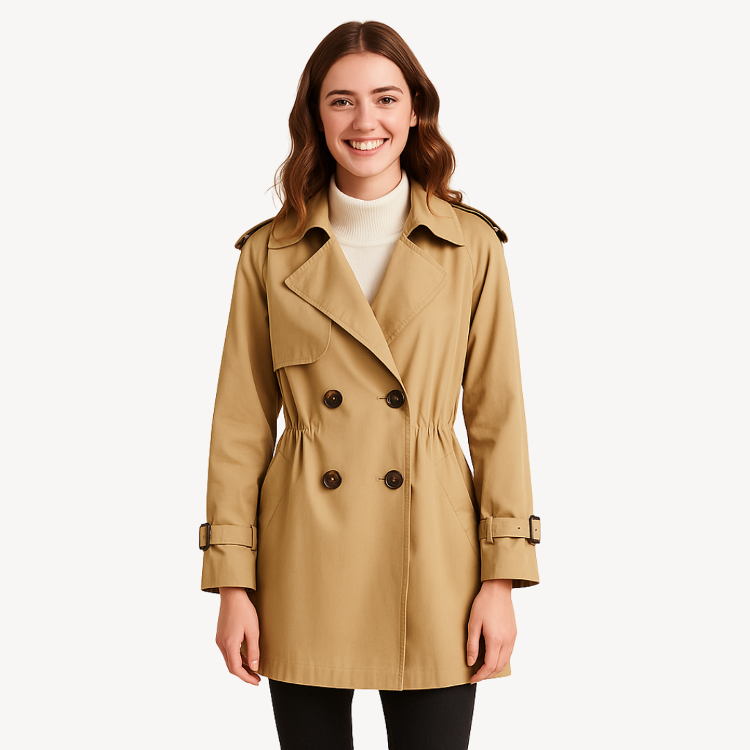 VogeLuxe | Women’s Cotton Midi Trench Coat