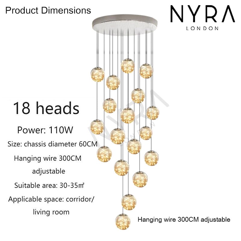 Luxury Crystal Staircase Pendant Light Fixture