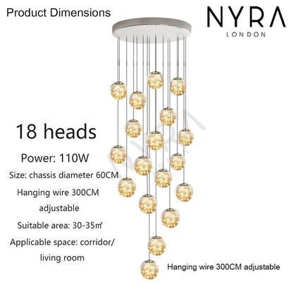 Luxury Crystal Staircase Pendant Light Fixture