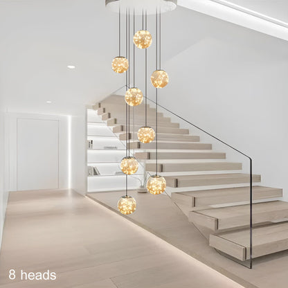 Luxury Crystal Staircase Pendant Light Fixture
