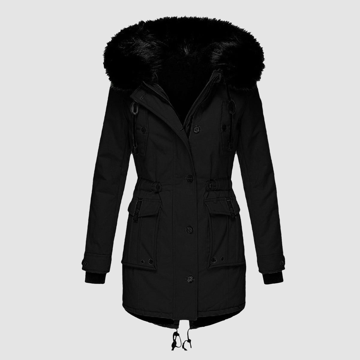 Warm Waterproof Parka With Faux Fur Hood
