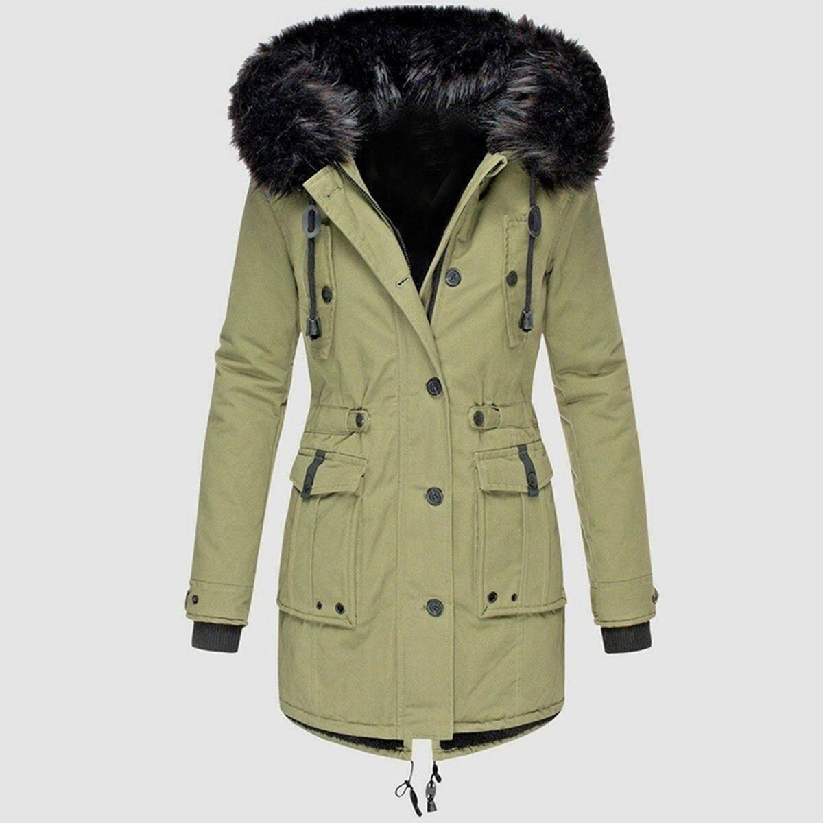 Warm Waterproof Parka With Faux Fur Hood