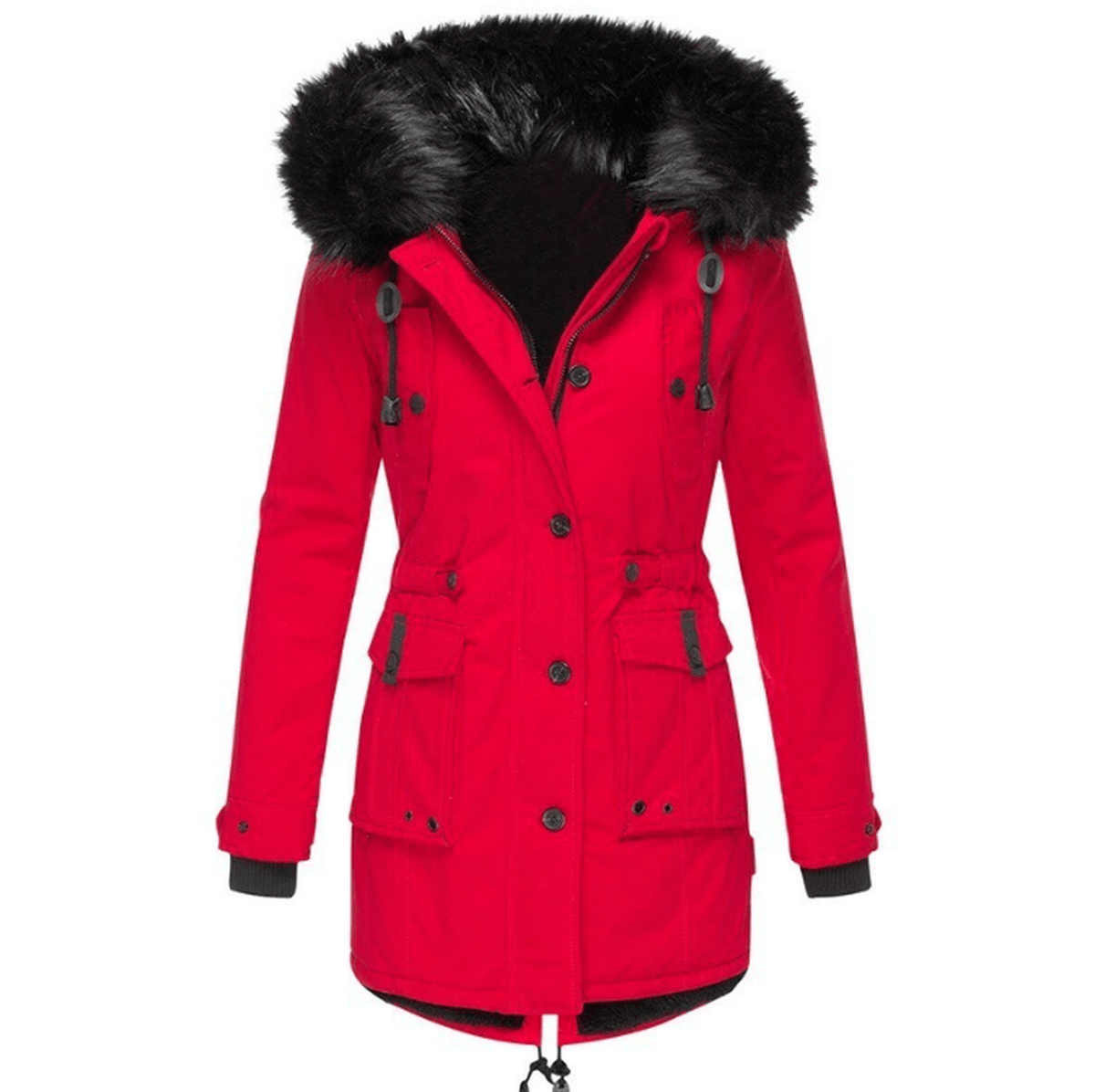 Warm Waterproof Parka With Faux Fur Hood