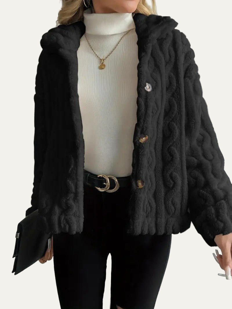Elegant Button Lapel Teddy Jacket 1