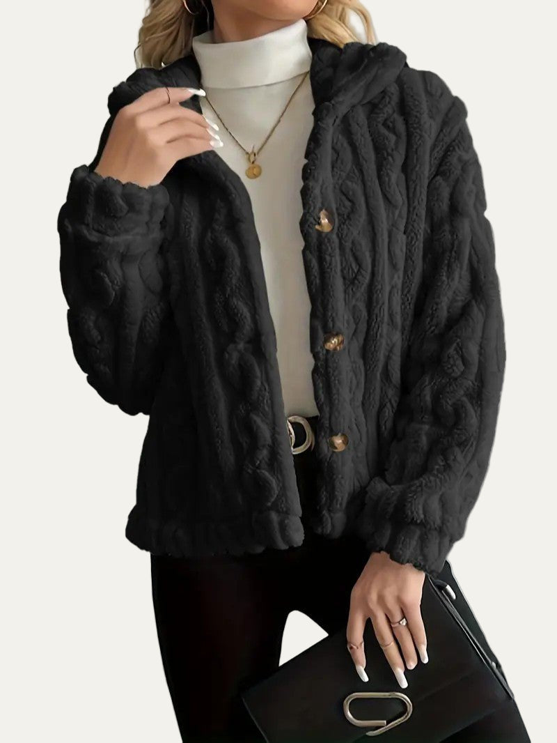 Elegant Button Lapel Teddy Jacket 2