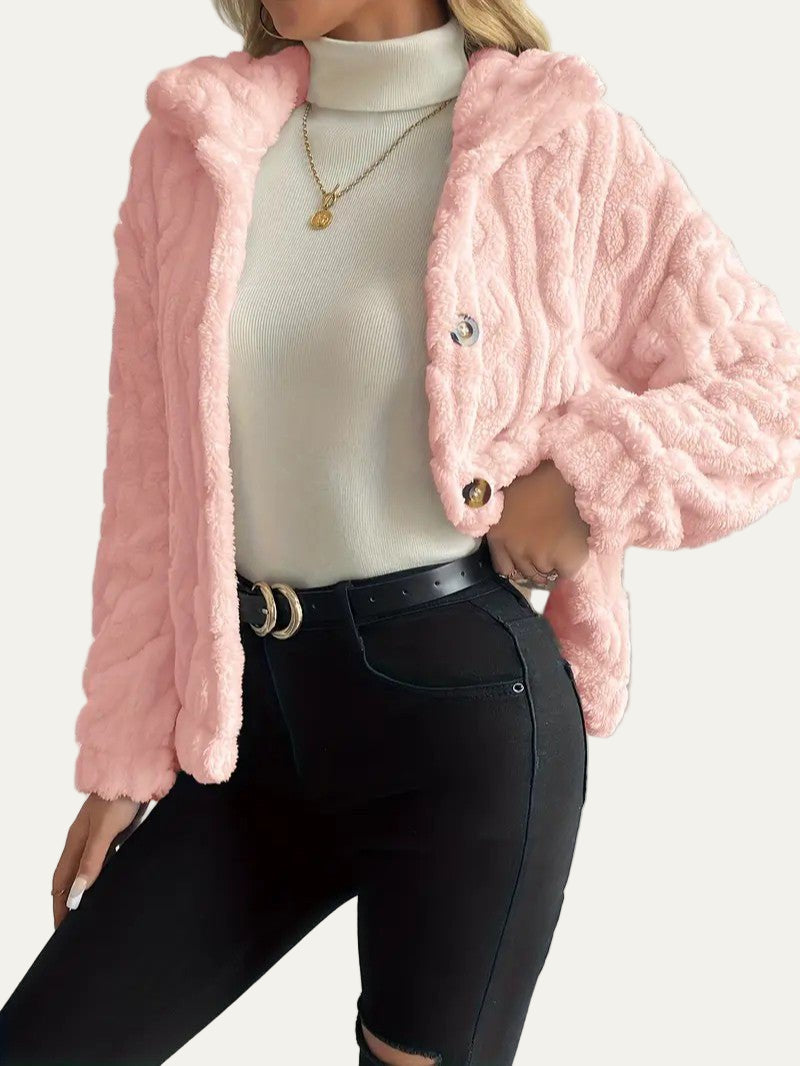 Elegant Button Lapel Teddy Jacket 7