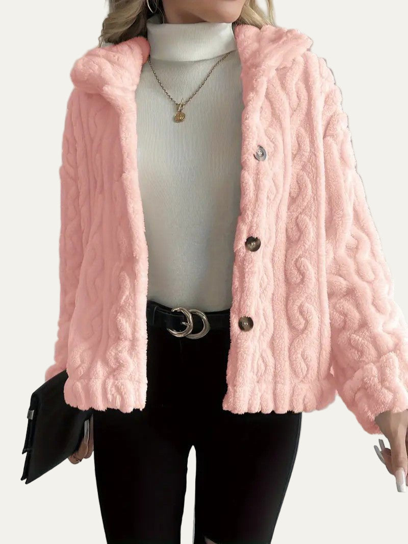 Elegant Button Lapel Teddy Jacket 8