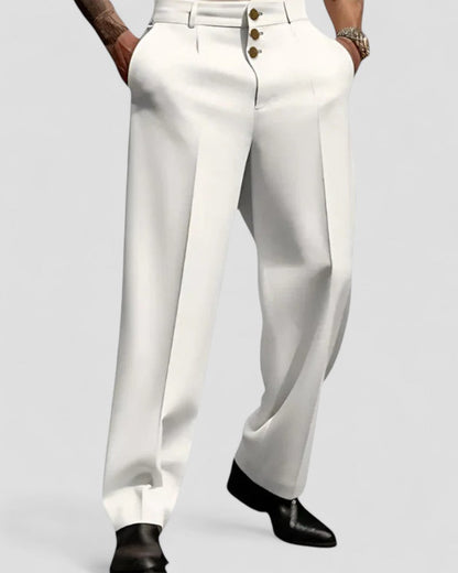Elegant Cotton Blend Wide Leg Tailored Trousers for Men