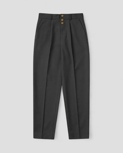 Elegant Cotton Blend Wide Leg Tailored Trousers for Men