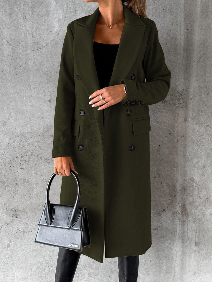 Women's Classic Long Winter Coat Stylish Autumn Design