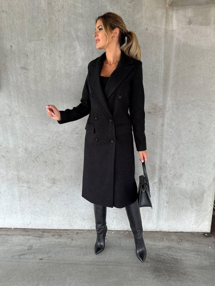 Women's Classic Long Winter Coat Stylish Autumn Design