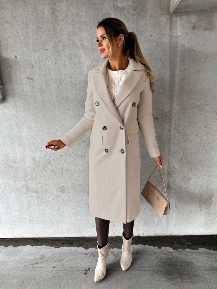 Women's Classic Long Winter Coat Stylish Autumn Design