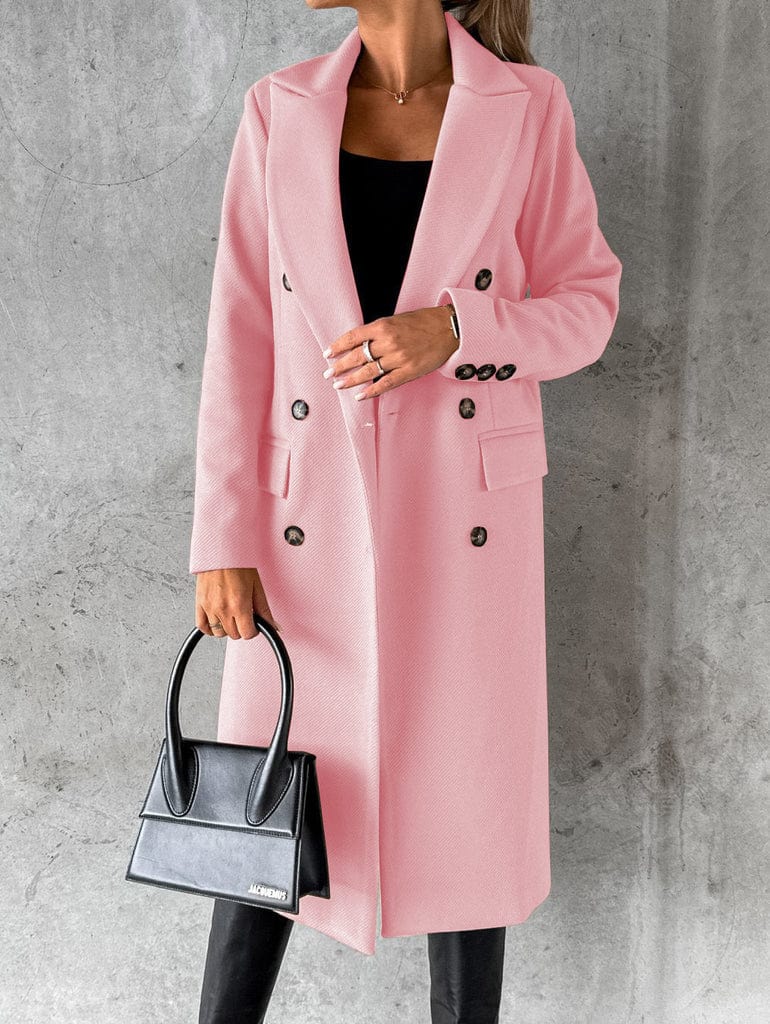 Women's Classic Long Winter Coat Stylish Autumn Design - VogeLuxe