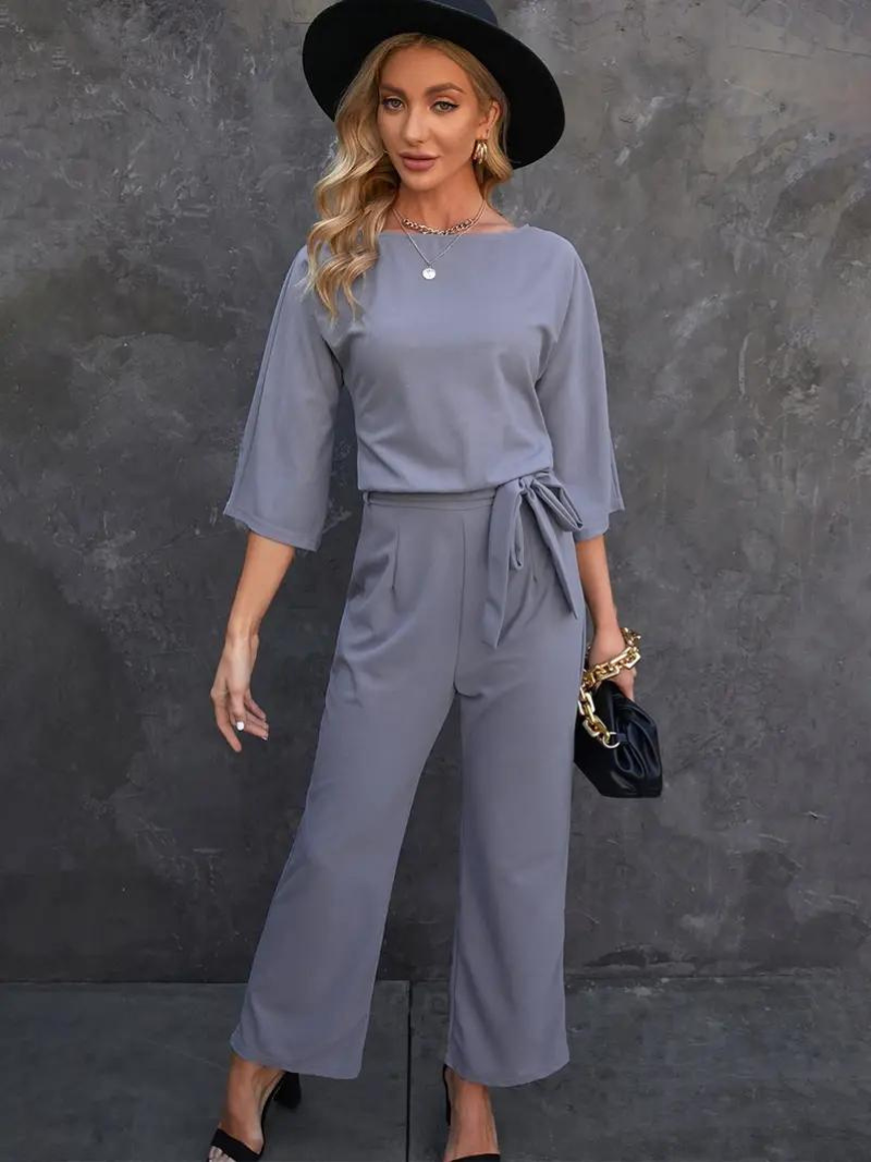 Elegant Ladies' Belted Maxi Romper