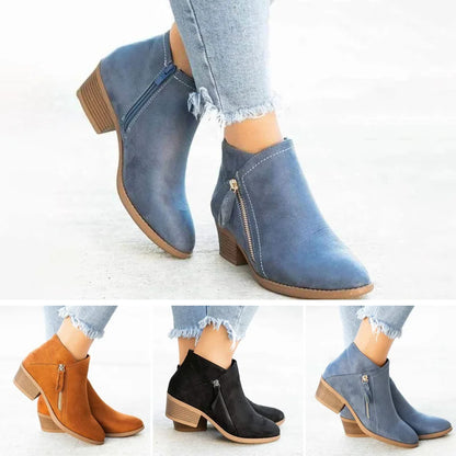 VogeLuxe | Women’s Low Profile Suede Finish Ankle Booties
