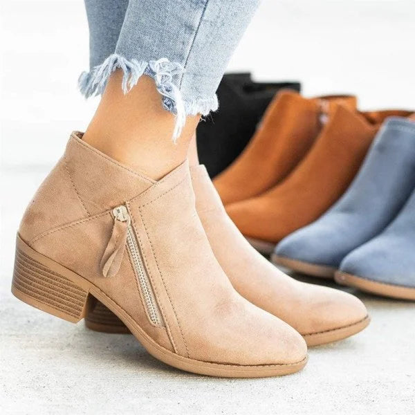 VogeLuxe | Women’s Low Profile Suede Finish Ankle Booties