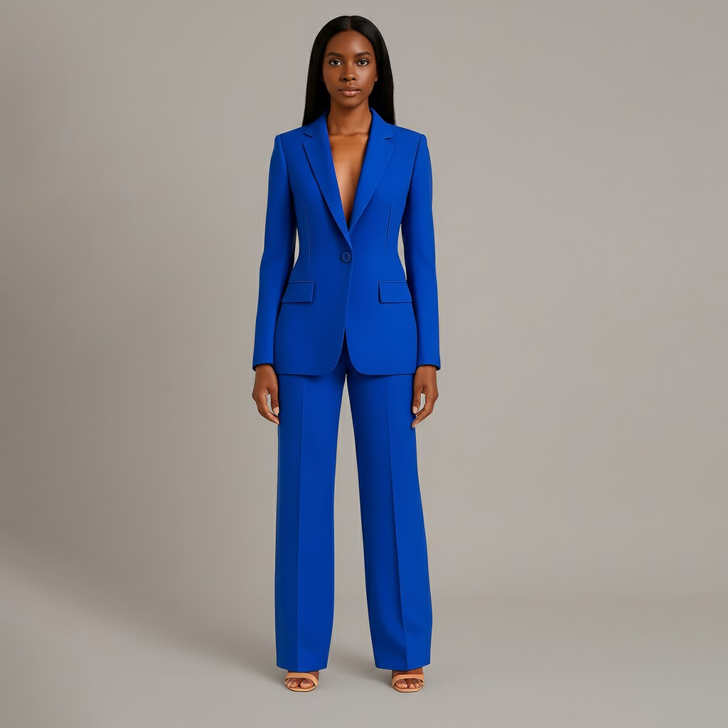 Elegant Women's Formal Business Suit Set with Long Jacket